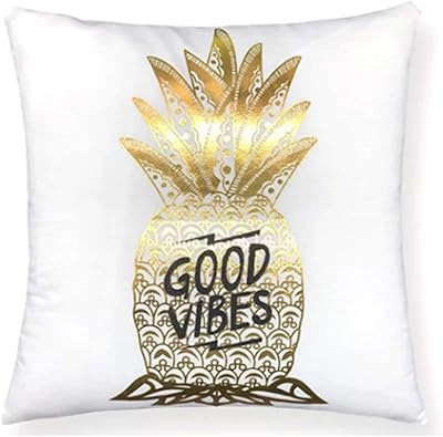 Good vibes printed cushion cover on Golden Anines, metallic color, size 45x45 cm.. Shop with purpose at DIAYTAR NIGERIA and receive your purchases at unbeatable prices within the week.
