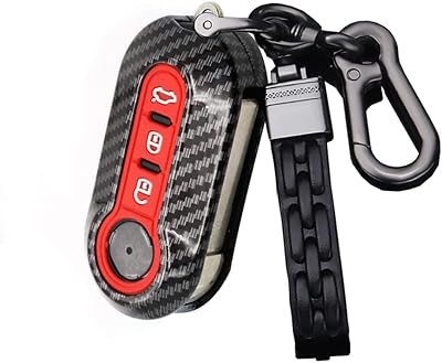 Folding key lid in carbon fiber ABS Sanrelli for Fiat 500 500c 500L 500X input protection without entirely silicone with keychain, red, red.. DIAYTAR NIGERIA: Revolutionizing how Nigerians shop with affordable prices and prompt delivery services.