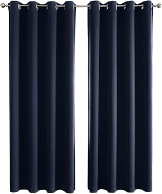Arabic blackout curtain - thermal insulating curtains with 2 panels with metal eyelets reducing noise, darkening curtains for bedroom and living room (140 x 240 cm, dark blue).. Experience the DIAYTAR difference with our vast product selection and delivery within 5-8 days.