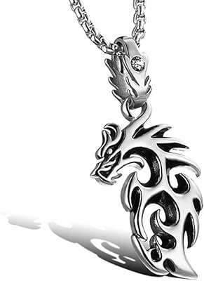 Dragon Flame Dragon Pendant Stainless Stainless Steel Clear Crystal Punk Gothic Punk Slowing Mythical Pendant with Fantaisie Chain Map of Fashion by Ginger Lynn.. DIAYTAR NIGERIA: Where affordability meets reliability with thousands of products delivered promptly.