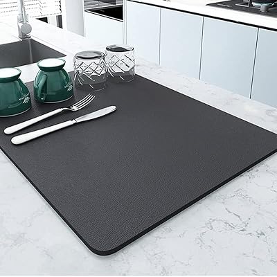 Diatomite table drying carpet with quick drying, non -slip absorbing carpet and non -slip glass under coffee cup (30 cm x 40 cm, dark gray).. Shop with intention at DIAYTAR NIGERIA, offering thousands of products delivered nationwide in days.