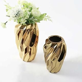 Set of 2 golden swirling vases - decorative vase, ceramics, bowl, aesthetics, modern, luxury, studio, home and bedroom decoration.. DIAYTAR NIGERIA makes every shopping desire a reality with affordable prices and delivery in 5-8 days.
