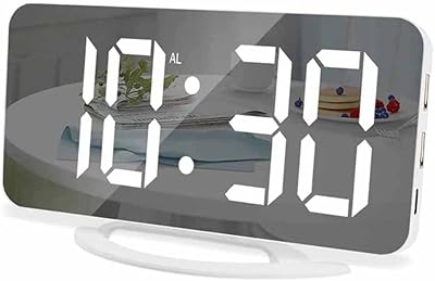 Modern LED digital alarm clock with variable intensity with 2 USB loading ports, automatic light adjustment - Easy snooze function - fashionable desk clocks for bedroom, living room, desk - white.. Your complete shopping solution, DIAYTAR NIGERIA delivers variety and value within the week.