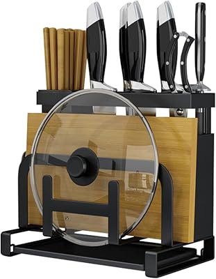 Courter holder, storage holder for Soleconm cutting board organizer of plastic kitchen utensils, knives storage, cutting board (black).. DIAYTAR NIGERIA: Your affordable gateway to thousands of products delivered within a week.