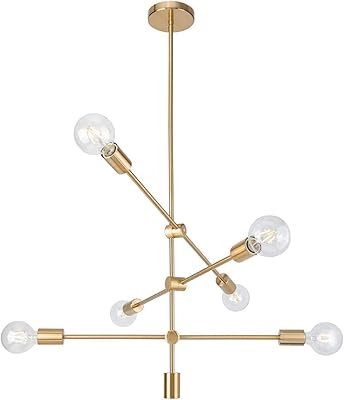 Modern chandeliers with 6 copper lights from Ganed Spoutnik, a design in the middle of the century with golden lighting that shines on the ceiling and lights up the corridor, the bar, the kitchen or the dining room.. Shop with ease at DIAYTAR NIGERIA and enjoy our extensive product range delivered at affordable rates.