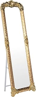 Decorative floor mirror with metal frame, complete mirror (gold).. Shop with ease at DIAYTAR NIGERIA and enjoy our extensive product range delivered at affordable rates.