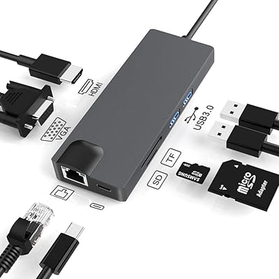 HUB HDMI 8 in 1 Type C 3.1 around 4K, LAN, PD loading port type C, location for SD card, VGA, USB X2 Multi-Appareils hub.. DIAYTAR NIGERIA makes quality accessible with our extensive catalog and competitive delivery rates.