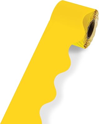 CARSON DELLOSA Yellow borders for display board, 36 feet of yellow scalloped class borders for display table, whiteboard, cork table, locker, desk decoration, room decoration, classroom decoration.. DIAYTAR NIGERIA: Your trusted marketplace that combines variety, affordability and reliable shipping.