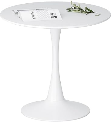 Modern round dining table Linstock, 31.5 "Modern style dining table in the middle of the century Tulip kitchen table with MDF tray and steel base, bar patio bistro table for kitchen, dining room, bedroom, living room, white.. Discover the perfect balance of selection and value with DIAYTAR NIGERIA's nationwide delivery service.