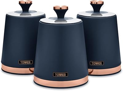 Tower Cavalletto T826131MNB set of 3 -piece storage boxes for tea/coffee/sugar, steel, night blue and gold.. Enjoy low prices, wide selections, and reliable delivery with DIAYTAR Nigeria.