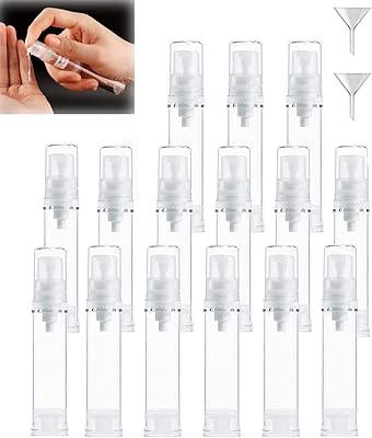 Sweet seven transparent pump bottles without air for lotion - set of 15 15 ml cosmetic containers adapted to journeys for foundations, serums, lotions and more, waterproof and rechargeable design (includes two funnels).. Shop with ease at DIAYTAR NIGERIA and enjoy our extensive product range delivered at affordable rates.