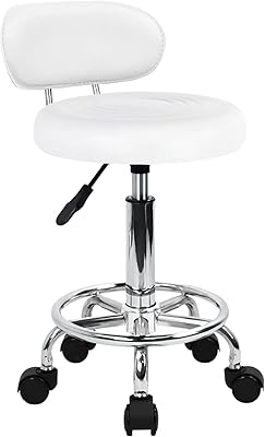 Modern pivoting chair KK toner in PU leather with low back and adjustable height, suitable for work in beauty salons with footrest (white).. DIAYTAR NIGERIA transforms online retail with unbeatable prices and consistent delivery timeframes.