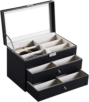 Storage organizer for sunglasses in leather PU Badum with 8 and 18 locations (18 locations).. DIAYTAR NIGERIA transforms online shopping with competitive prices and dependable nationwide delivery.
