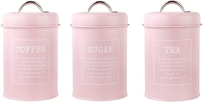 Set of 3 kitchen pots of 1,200 ml for coffee, tea and sugar, counter finish - pink.. Shop confidently with DIAYTAR NIGERIA's vast product range and budget-friendly nationwide shipping.
