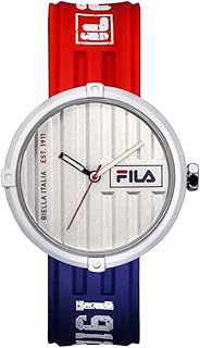 Watch with white dial, white steel case and red and blue silicone bracelet 38-338-103, white.. Your one-click solution to affordable shopping, DIAYTAR NIGERIA delivers quality products nationwide.