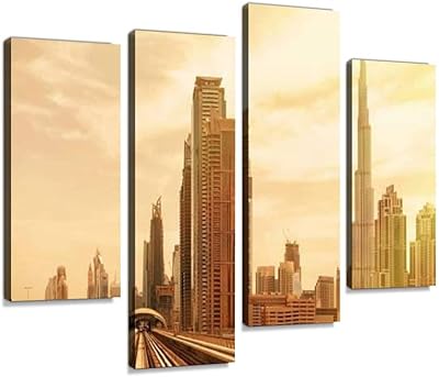 Printing on canvas of the Dubai metro, impression of wall art, digital printing, abstract wall art for living room, house, office, decoration ready to hang without frame, 4 panels, 4ps.. Join the movement — fast, affordable shopping only at DIAYTAR Nigeria.