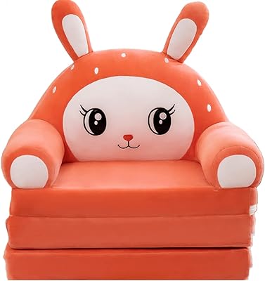 Children's sofa from 1 to 6 years old, foldable sofa for children for birthday gifts and festival with nice velvet seat, browned doll in sweet children (orange rabbit).. For everyday items and more, trust DIAYTAR Nigeria.
