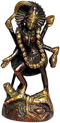 Brass statue of the goddess Kali Ma for Hindu 4.5 inch temple (Indian craft).. DIAYTAR NIGERIA makes quality accessible to all with our affordable prices and quick delivery service.
