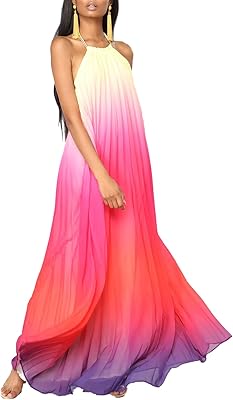 Long folded downstream dress with sleeveless for women, bare back, ample, on several levels, beach dress in silk muslin, summer.. Great finds. Great prices. Fast shipping. That’s DIAYTAR Nigeria.