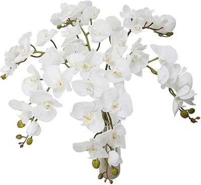 Yatai batch of 6 artificial orchids with realistic touch, phalaenopsis and orchid branches, large artificial plants for the house, table center, festival, wedding festival decoration (white).. Shop with purpose at DIAYTAR NIGERIA, where your money goes further and delivery is always prompt.