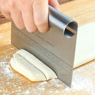 Stainless steel scraper to slice the dough, bread, pizza, pastry, cookies, dough with slicer knife, measurement scale.. DIAYTAR NIGERIA brings the joy of affordable shopping to your fingertips with delivery in less than 8 days.