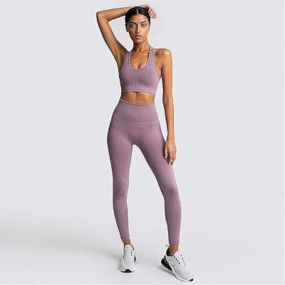 Seamless training costume, sports and high tights, yoga costume for women, gymnastics costume, sports suit, 2 pieces.. DIAYTAR NIGERIA: Where every click leads to affordable purchases delivered promptly to your door.