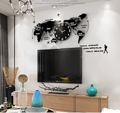 Large elegant 3D wall clock with world card pattern.. DIAYTAR NIGERIA makes quality accessible with low prices and reliable 5-8 day nationwide delivery.