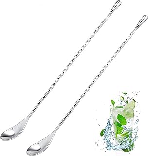 Kneison 12 -inch bar spoon - 2 2, spoon to mix of stainless steel bartender, spoon to mix in a spiral with long handle to mix cocktails and high glasses (silver).. DIAYTAR NIGERIA: Where affordability and variety meet with convenient delivery within 8 days.