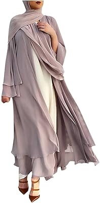NABA Open Abaya For Women, a long -wide Islamic color dress from Dubai, Islamic caftan dress with hijab scarf, khaki.. Shop the smart way with DIAYTAR Nigeria — fast delivery, affordable everything.