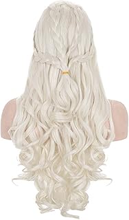 Cosplay wig Morvale Game of Thrones season 7 Daenerys Targaryen long corrupted long curved for women, Halloween festival wig (light blond).. DIAYTAR NIGERIA: Where shopping meets satisfaction with affordable prices and prompt delivery services.
