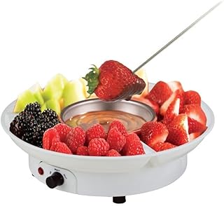 Chocolate fondue pot - Luxury electric fondue pot set with party service tray and 25 forks, best gift idea for Valentine's Day and Birthdays, white.. Your complete marketplace solution, DIAYTAR NIGERIA offers unbeatable value with delivery within the week.