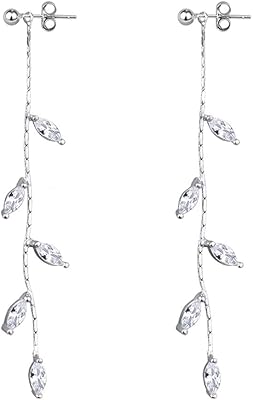 Pendant earrings in Sterling 925 silver, women's chain, adolescent girls, olive leaves, wedding earrings, bridal earrings.. DIAYTAR NIGERIA: Where online shopping becomes effortless with budget-friendly nationwide delivery.
