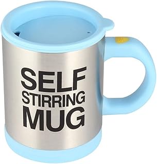 Dubai Gallery Auto-Remutense Coffee Cup with cover, blue/silver.. DIAYTAR NIGERIA: Connecting Nigerians with affordable products through our expansive e-commerce platform.