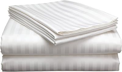 Luxury Iworld Luxury Bed Bedroom - White striped bed set (220 x 240 cm) - 3 -room set with flat sheet and 2 pillowcases (50 x 70 cm) - soft and breathable microfiber for all seasons. (King size bed sheet).. Your comprehensive marketplace awaits at DIAYTAR NIGERIA with affordable prices and reliable delivery times.