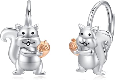 Sterling 925 Sterling Silver Squirrow Earrings, Creole Earrings in the shape of a cute animal, gifts for women and girls, squirrel lovers, hypoallergenic earrings for sensitive ears, Sterling silver, Sterling 925 silver 925.. DIAYTAR Nigeria delivers happiness in 5–8 days, no matter what you buy.