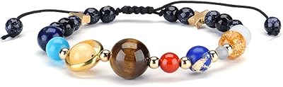 Braided stone bracelet of stone pearls of the solar system of adjustable galaxy, nine planets universe, stars, elastic energy pearls, unisex bracelets.. From office supplies to fashion — DIAYTAR Nigeria brings it fast.