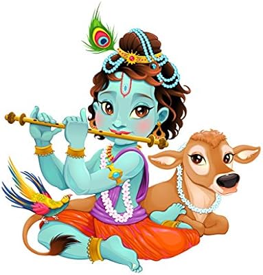PVC vinyl wall sticker \ "Lord Krishna with a pretty flute \" (50 cm x 70 cm, multicolored).. DIAYTAR NIGERIA makes online shopping accessible to all with budget-friendly prices and reliable delivery.