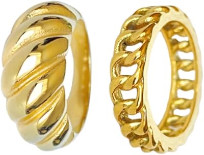 18 -carat gold ring without tarnish Evlyn | Stainless steel | Ring Ring | braided ring | Cuban link chain ring | Gold rings for women size 5 6 7 8 9 10.. Your favorite online marketplace — DIAYTAR Nigeria delivers quick and cheap.