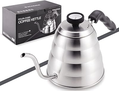 Stainless steel tea and coffee kettle with thermometer, end swan neck, coffee maker, stove, 4 oz/1.25 l.. DIAYTAR NIGERIA: Where online shopping becomes effortless with budget-friendly nationwide delivery.