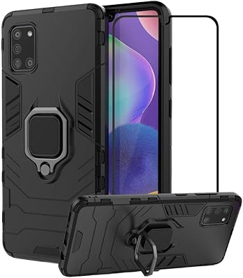 Samsung Galaxy A31 Spring shell with tempered glass screen protector, shock -resistant hybrid shell with crutch - black.. Nigeria's most loved e-commerce platform delivers affordable shopping solutions to your doorstep.