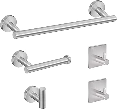 Tomface Set of Sus304 stainless steel bathroom equipment, 5-rooms, including a 16 "towel bar, a hygienic hook and 3 hooks for towels and bathrobes.. No stress, just speed — DIAYTAR Nigeria ships in days.