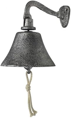 Boat bell hanging in ancient cast iron nautical Hampton, rustic silver 6 " - Metal wall decoration.. Shop smart, shop DIAYTAR - Nigeria's most affordable e-commerce platform with nationwide delivery.