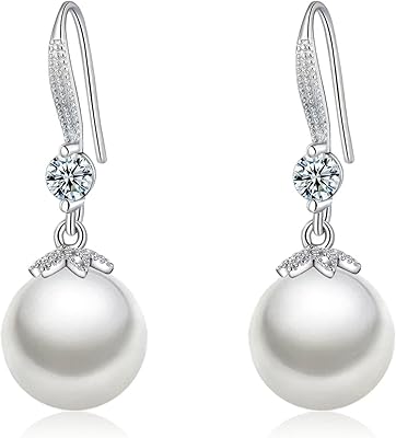 Pendant earrings in Sterling 925 hypoallergenic Sterling with freshwater pearls, earrings hanging in silver pearls, fine jewelry for women and girls, mm, silver, without precious stones.. Discover the perfect shopping balance at DIAYTAR NIGERIA with competitive prices and prompt delivery.