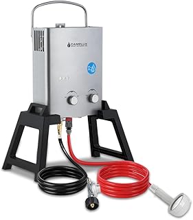 Portable water heater without a Camplux tank 1.32 GPM, instantaneous water heater for propane for camping with self-supporting support and gray bag, gray.. Shop without limits at DIAYTAR NIGERIA and receive your purchases at budget prices within the week.