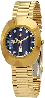 Original Automatic Diastar Rado Watch, Blue Dial, 35 mm, gold, gold, bracelet.. DIAYTAR NIGERIA brings the market to your screen with thousands of affordable products delivered to your door.