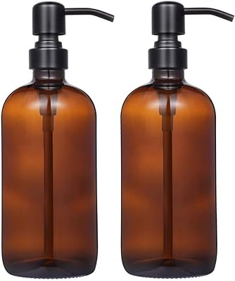 Set of 2 thick amber glass soap distributors with matt black stainless steel pump, 16 oz Boston round bottle distributor with anti -rust pump for essential oils and soaps in lotion.. DIAYTAR NIGERIA: Where affordability and variety meet with convenient delivery within 8 days.