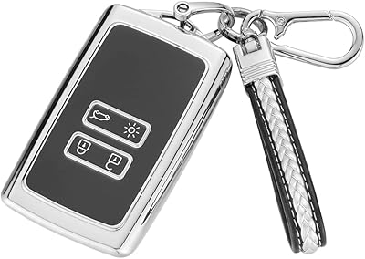 TPU rei silicone cover for RENAULT 4 buttons car key, case for smart car key without key, leather keychain accessory - silver.. Experience the convenience of boundless shopping with DIAYTAR NIGERIA's vast selection and quick delivery.