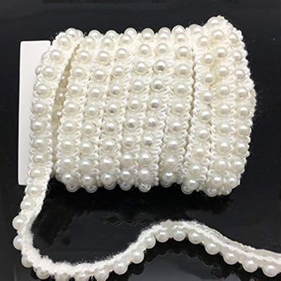 FQ TANGO 5 meters of lace ribbon of false pearls for the decoration of wedding festival, interior decoration, lampshade, costume.. DIAYTAR NIGERIA: Nigeria's answer to affordable online shopping with reliable 5-8 day delivery guarantee.