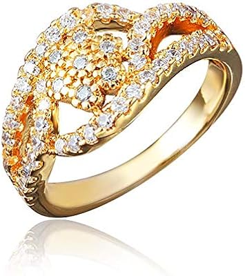 Gold plated declaration ring, women's jewelry, yellow gold color, size 9.. Why wait? Get your order in 5–8 days with DIAYTAR Nigeria.