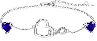 Infinite bracelet Adjustable in Sterling 925 silver for women, infinite heart pattern with two birth stones for Christmas, birthday, Valentine's Day, Gift jewelry for girls and mothers.. DIAYTAR NIGERIA transforms online retail with unbeatable prices and consistent delivery timeframes.